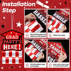 4 Sets Red Black and White Graduation Party Decorations 2024, Congrats Grad Clas
