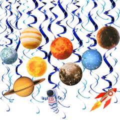 Decoraciones para fiestas espaciales con espirales de planetas colgantes