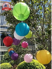 10Pcs White Round Paper Lanterns Hanging Lamp Decorative for Party Celebration