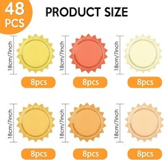 48 Pcs Boho Sun Paper Plates First Trip Around The Sunshine Disposable Plates
