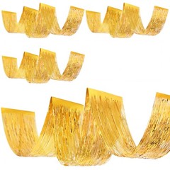 4 PCS 15ft Metallic Gold Foil Ceiling Fringe Curtain Bachelorette Party Decor