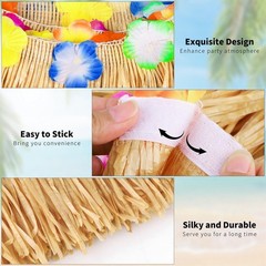4 Pieces 9 Ft x 30 Inches Luau Grass Table Skirts with String Light Hawaiian …
