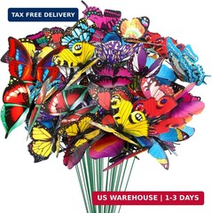 Augshy Butterfly Decorations, 75 Pcs Butterfly Stakes PVC Waterproof Decorative