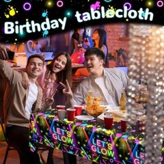 HAKOTI 3Pack Glow Neon Party Tablecloth – Let Theme Let’s