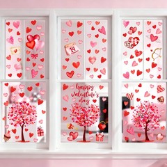 6 Sheet Valentines Day Decorations Heart Window 24 x 36 inches, Pink