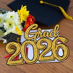 Graduation Party Decorations for Class of 2026 Gold Grad 2026 Wood Sign Phot…