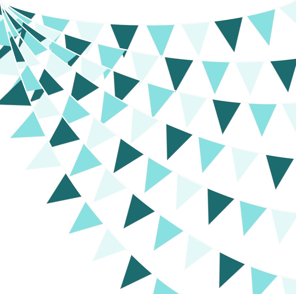 32Ft Teal Party Decorations Dark Green Teal Blue Triangle Banner Flag Pennant Fa