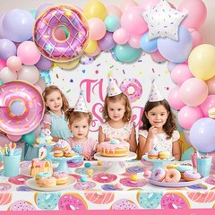 2nd Birthday Party Decorations – ‘TWO’ Boxes, Donut Balloon Arch, Tablecloth, Cr