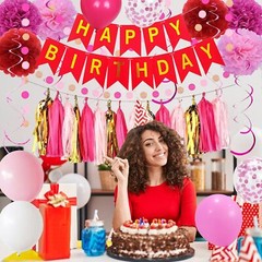 Hot Pink Birthday Party Decorations for Girls Womens