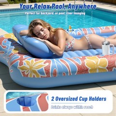 Inflatable Tanning Pool Lounger Float with Sprinkler, XXL Large Pool Floats A…
