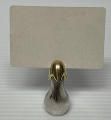 Set of 4 Silver & Gold Plated Eggplant Place Name Card Holder Table Decor