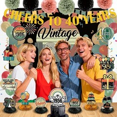 40th Birthday Party Decorations Set – Vintage 1986 Banner, Balloons, Cake Topper