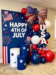 250th anniversary decorations Patriotic Red White and Blue Bow Mylar Balloons…