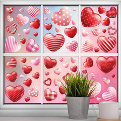 Love Day Window Clings Mother’S Day Wedding Party Decoration Supplies Pink Heart