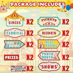 20 Pcs Carnival Party Decorations Party Signs Welcome to The Directional Circus