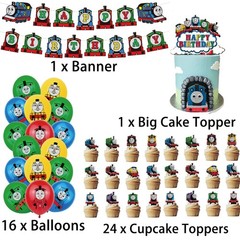 Thomas Train Birthday Party Decorations Set – 1 Banner, 16 Balloons, 25 Toppers