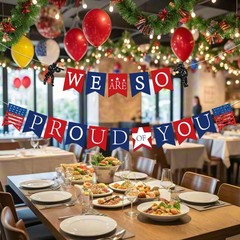 ANFEST Veterans Day Backdrop Banner, Military Going Away Party Decorations, W…