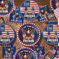Iridescent 250th Anniversary Tableware Kit for 20 – Perfect for 4th of July