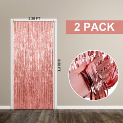 2 Pack Rose Gold Backdrop Birthday Decorations Foil Curtain Bachelorette Party D