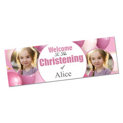 2 X Personalised Balloon Birthday Christening Banner any name, age & photo