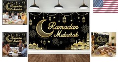Large Foldable Eid Mubarak Background (72×44 in) – Durable Polyester Material