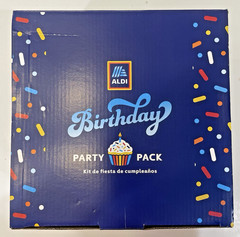 ALDI Birthday Party Pack Serves 8 Plates Cups Banner Napkins Retro Set LTD ED