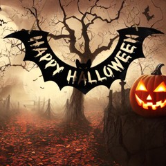 Happy Halloween Hanging Bat Decoration Ceiling Window Wall Perspex Acrylic 30cm