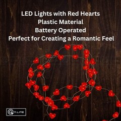 Red Heart Party Decorations Valentine Hanging Heart Strings Wire LED 30cm UK