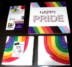 Pride Party Lot w/Permanent Wooden Wall Hanging 2 Pkgs Napkins 1 Pride Banner #3