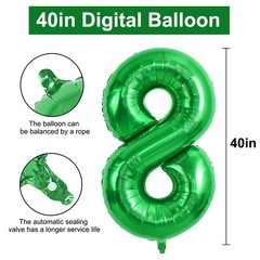 TONIFUL 40 Inch Dark Green Number 8 Balloon Foil Mylar, Self Standing Birthda…