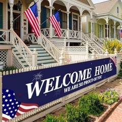 Welcome Home Banner White and Blue Homecoming Backdrop – We Are So Proud of You