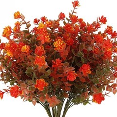 16 Piece Artificial Eucalyptus Flowers Set with Autumn Colors for Outdoors