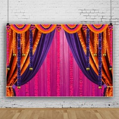 Indian Pooja Traditional Festival Backdrop Marigold Green Banana Leaf Ganesh