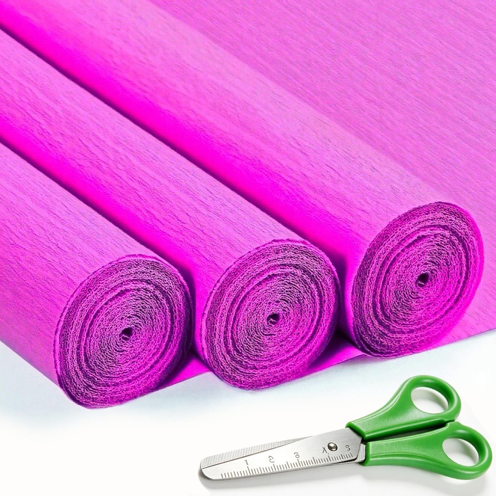 3 PCS 17×98 Inch Rose Crepe Paper Rolls Heavy Duty For DIY Flowers Birthdays