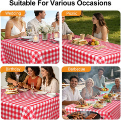 Red Gingham Disposable Tablecloth 108×54 Rectangular Picnic Party Wedding