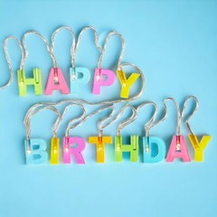 Happy Birthday LED Lights Colourful Multi-Coloured LED Battery Birthday Decor