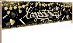Congratulations Decorations 2026 Banner Graduation Backdrop Class of 2026 Black