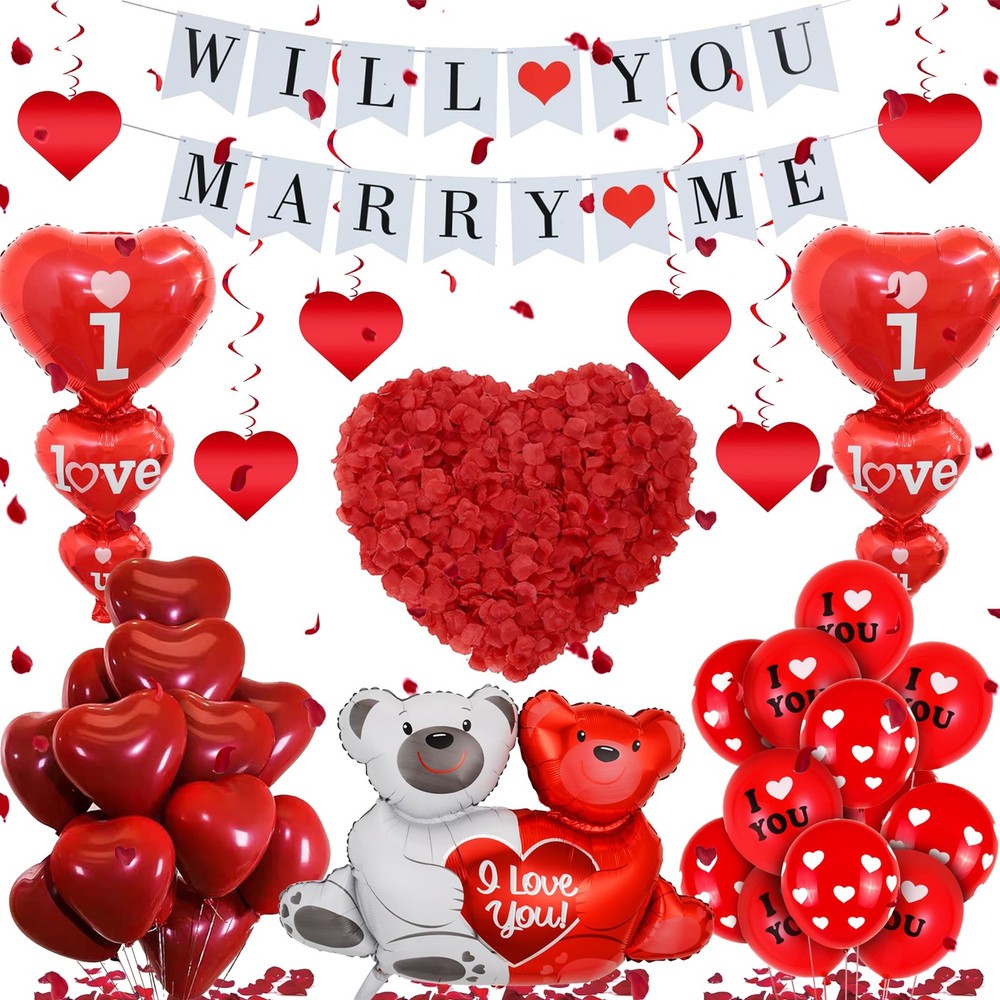 Will You Marry Me Decorations – 534 Pcs Proposal Decorations Kit Love-Bear I …