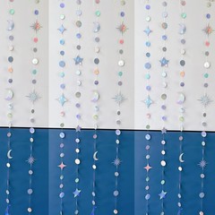 4 Pack Multi Iridescent Party Garland Star&Moon Holographic