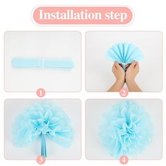 16 PCS Pastel Party Decorations Pom Poms Paper Flowers Wedding Bridal Shower