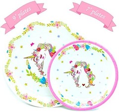 Unicorn Themed Birthday Party Plates Supplies Serve 16 Guest – 130 Pieces