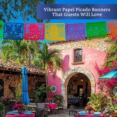 Mexican Party Banners – 5 Pack, 10 Flags Each – Papel Picado Fiesta Decor