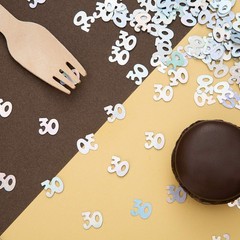 Number 30 Metallic Foil Confetti 30th Anniversary Birthday Iridescent