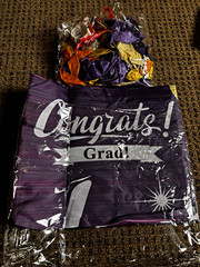 Congrats Grad Graduation Party Backdrop Decoration Purple Plastic