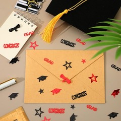 2026 Black Red Party Table Confetti Graduation Theme Class of 2026