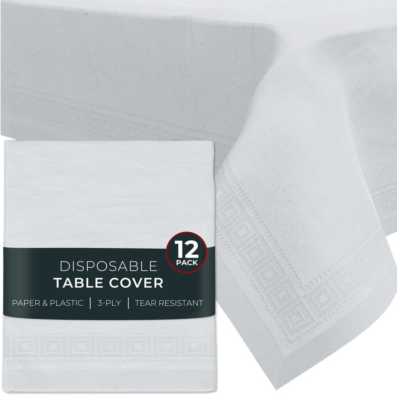 Houzzkingz Usa Paper Tablecloths For Rectangle Tables 54 X 108 12 Pack White