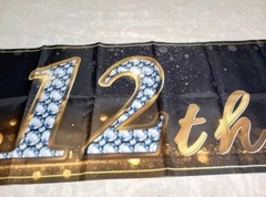Large 9.8 x 1.6 ft Happy 12th Birthday Banner Indoor or Outdoor Sign