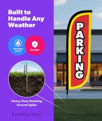 Lookourway Feather Flag Pole Kit 3-Pack Bundle – 7Ft Tall Advertising Banners