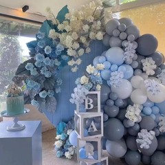 412Pcs Dusty Blue White Sand Balloon Arch Garland Kit,18 12 10 5 Inch Slate F…