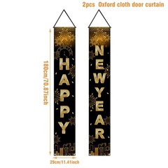 Happy New Year Black Gold Decorations – 71×12 inches,